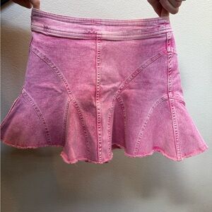Anthropologie Pink Ruffled Skater Mini Skirt
